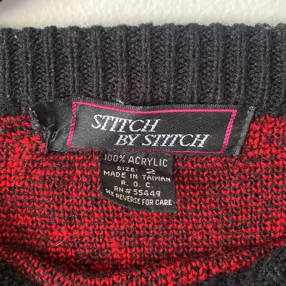 Stitch By Stitch - Black & Red Knit Oversized Funky Pattern Sweater/Pullover - Picture 6 of 6